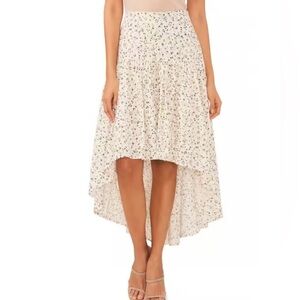 Vince Camuto High Low Flowy & Floral Print Skirt